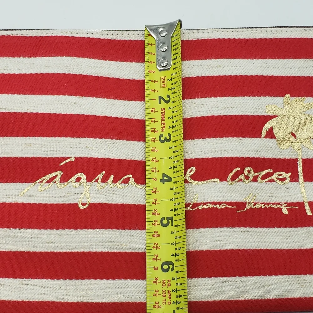 Agua de Coco Liana Thomaz cosmetic bag red ivory stripe
